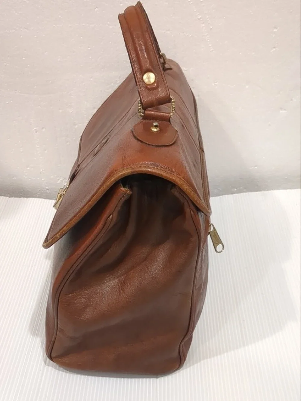 Italian Vintage Brown Leather Doctor-Style Briefcase Satchel